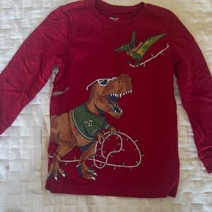 Carter's Red Long Sleeve Dinosaur Tee